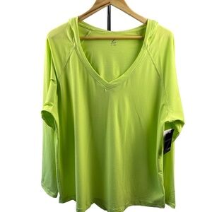 Z by Zella Women's Long Sleeve Hooded T Shirt Cotton Blend Lime Green Size 2X